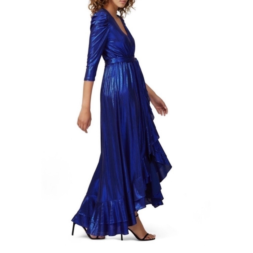 Retrofete Flora Royal Blue Maxi Wrap Dress